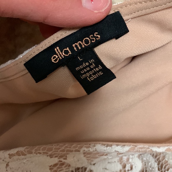 Ella moss lace long sleeve cream and white bodysuit sz large fits like a medium - Picture 2 of 2
